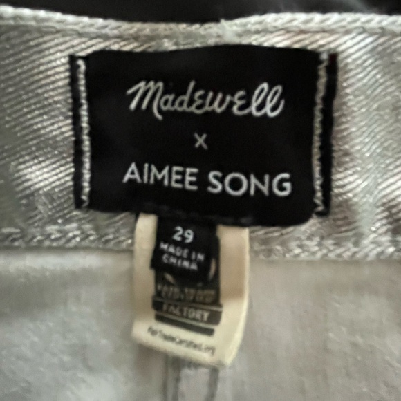 Madewell x Aimee Song denim mini skirt in coated silver size 29 NWT new - Picture 3 of 15